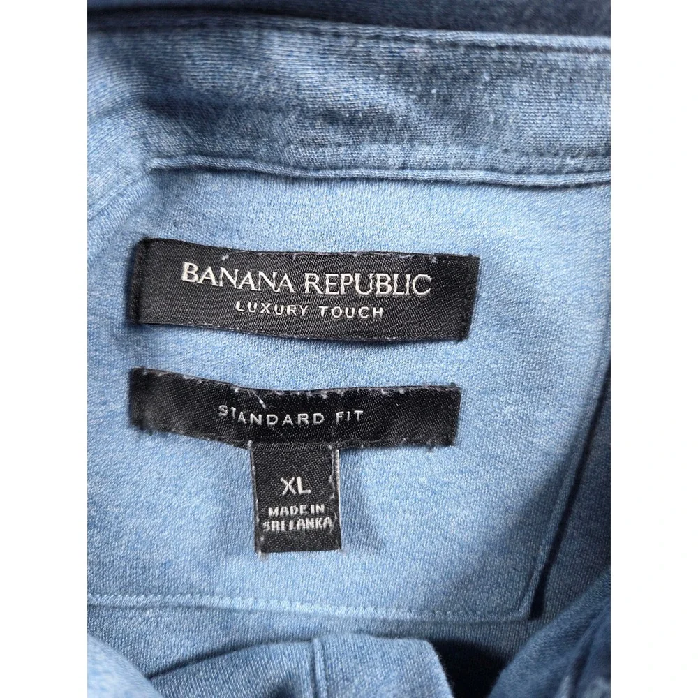 Banana Republic Polo Shirt XL Blue Navy Mens Luxury Touch Colorblock Stripe